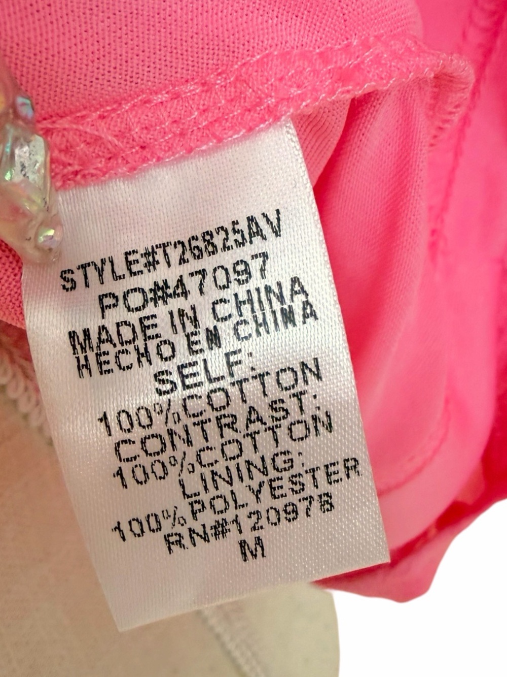 Entro Hot Pink Floral Eyelet Ruffle Neck Puff Sleeve Blouse Size M - Picture 7 of 13